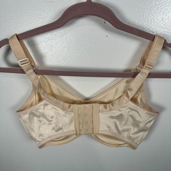 Bali 34DD Bra 3364 Underwire Cream Embroidered Adjustable Straps Nylon - Picture 9 of 14